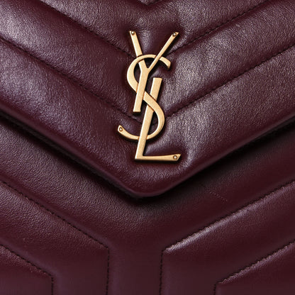 Saint Laurent Calfskin Y Quilted Monogram Small Loulou Chain Satchel Dark Legion Red 7 of 16