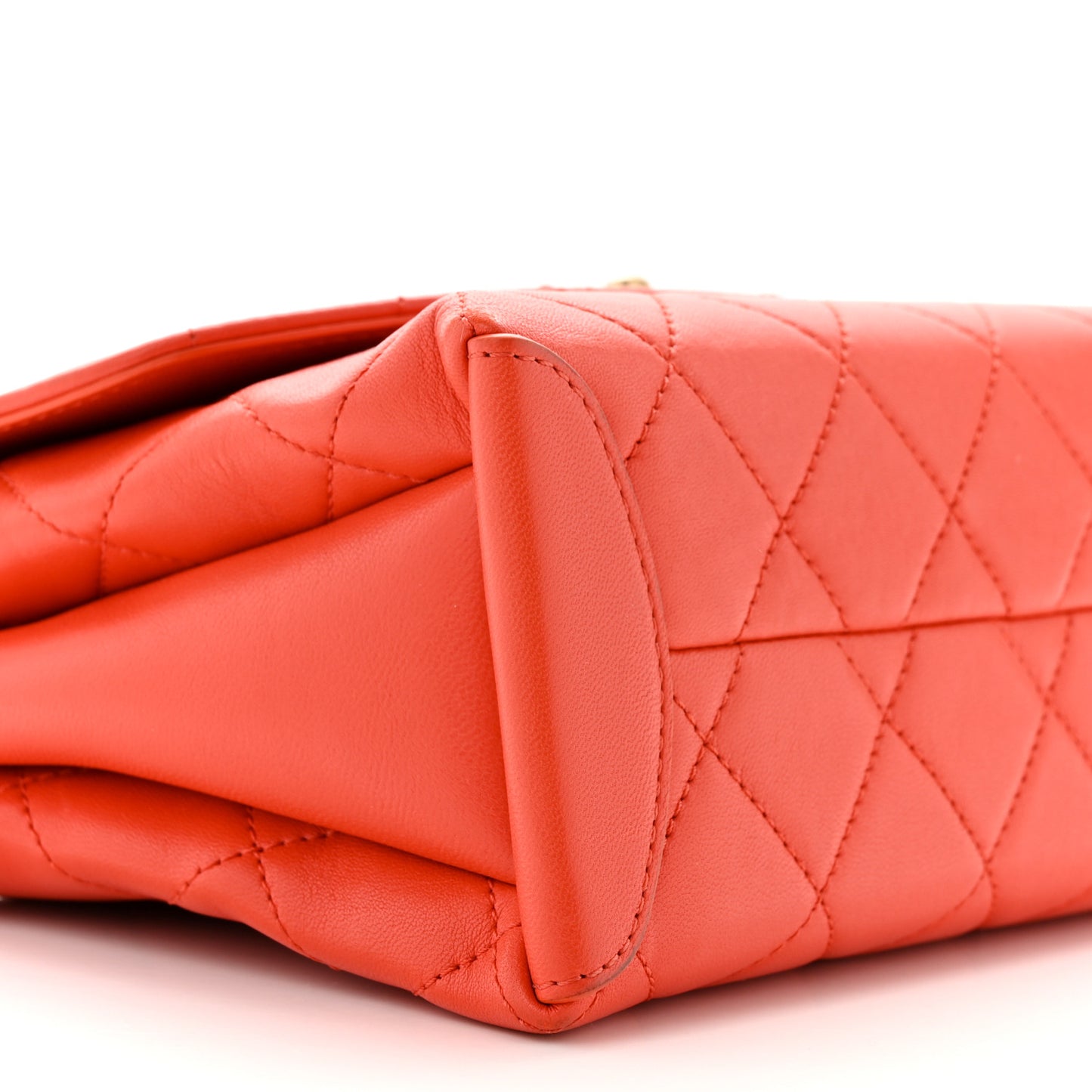 Lambskin Quilted Medium Trendy Spirit Top Handle Bag Orange