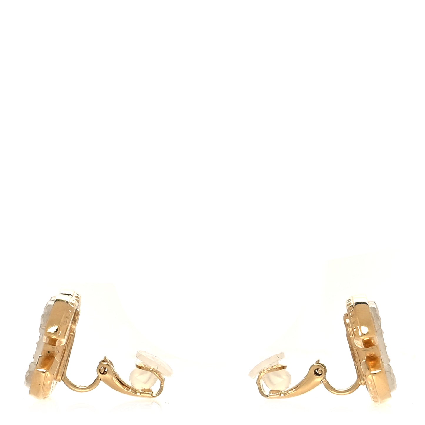 Metal Resin CC Stud Earrings Gold Transparent