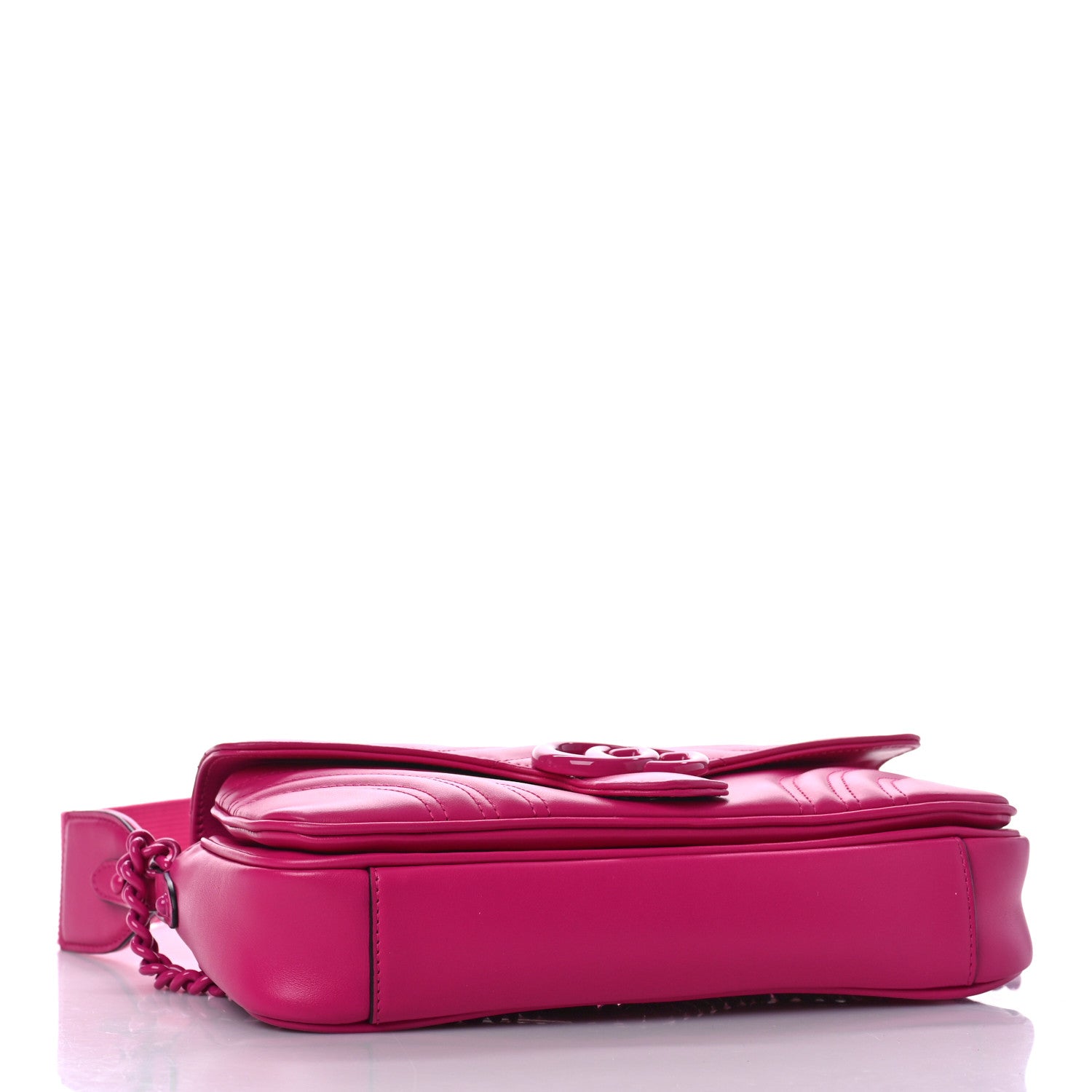 Gucci Calfskin Matelasse Monochrome GG Marmont Crossbody Shoulder Bag Classic Fuxia 6 of 12