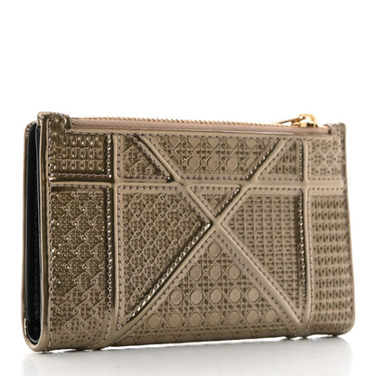Christian Dior Metallic Patent Micro-Cannage Diorama Medium Wallet Champagne 3 of 8