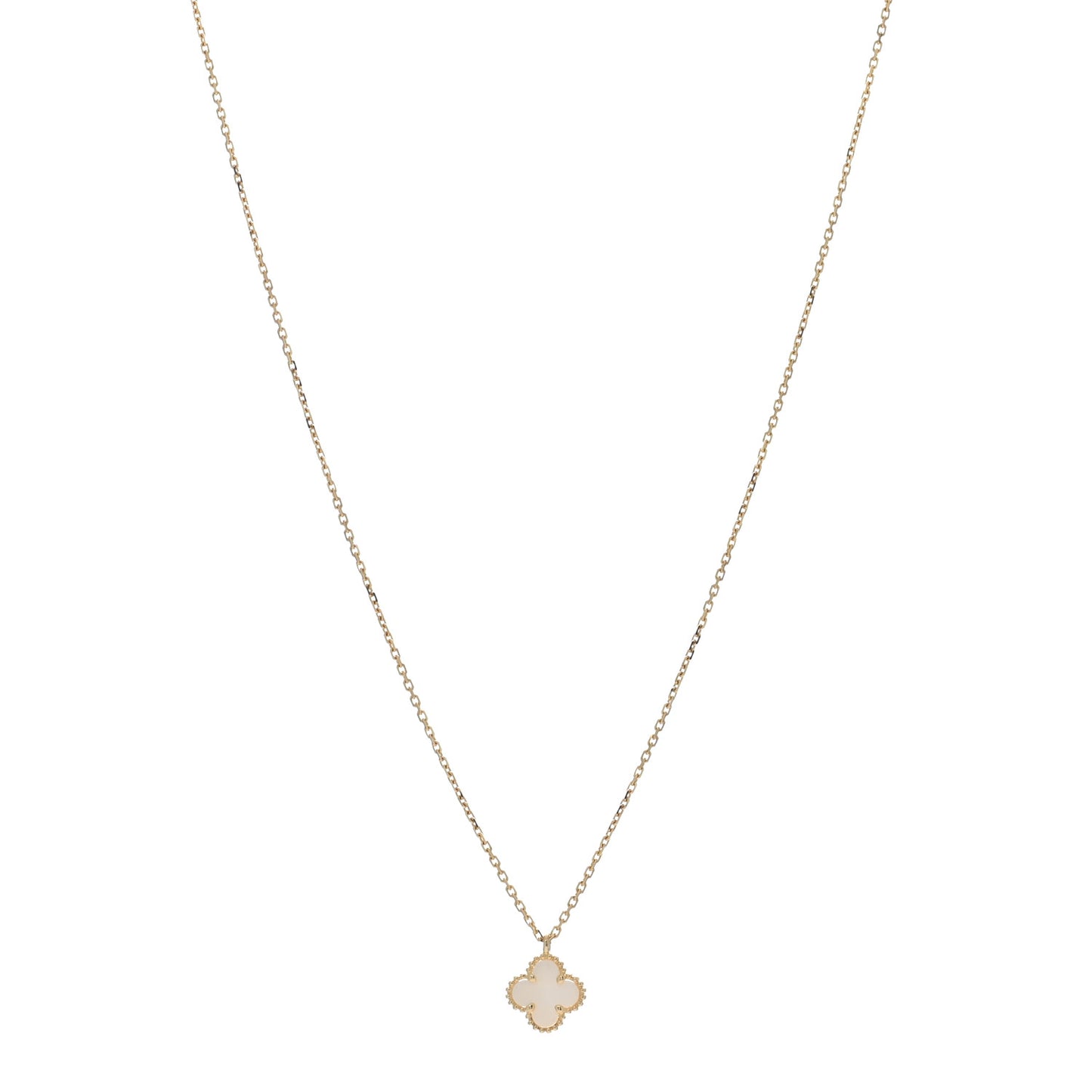 VAN CLEEF & ARPELS 18K Yellow Gold Mother of Pearl Sweet Alhambra Pendant Necklace