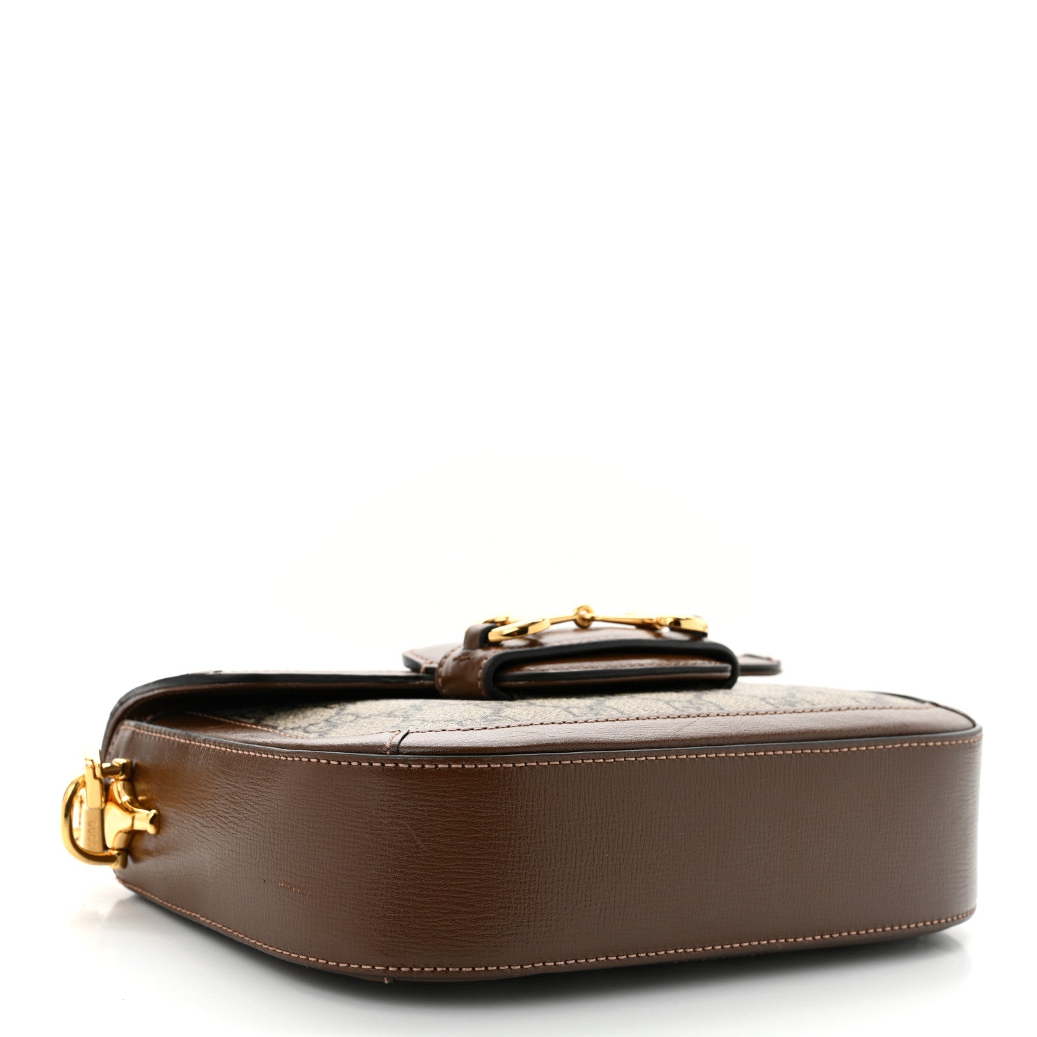 Gucci GG Supreme Monogram Web Mini Horsebit 1955 Shoulder Bag Beige Brown Sugar 4 of 11