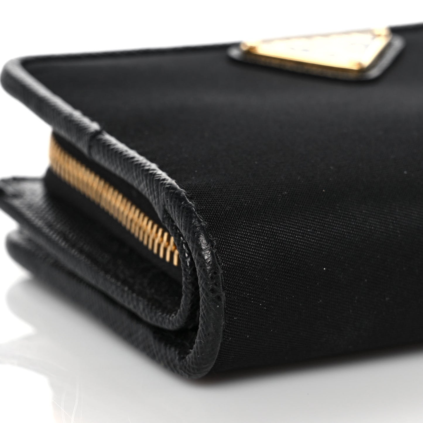 Nylon Saffiano Metal Compact Wallet Black