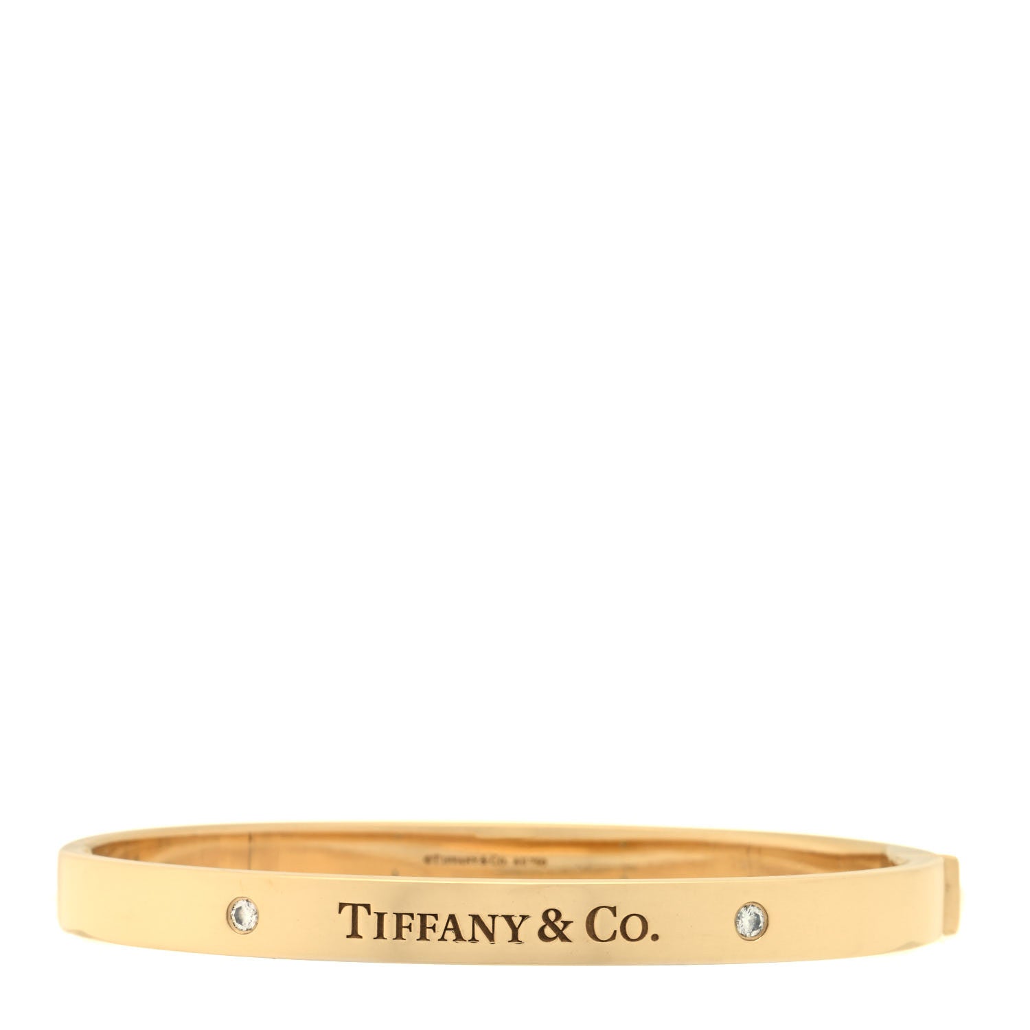 Tiffany 18K Yellow Gold Diamond Hinged Bangle Bracelet 1 of 4