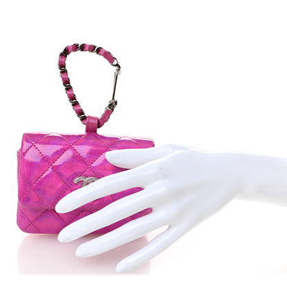 Chanel Patent Lambskin Quilted CC Hook Card Holder Pink 2 of 9