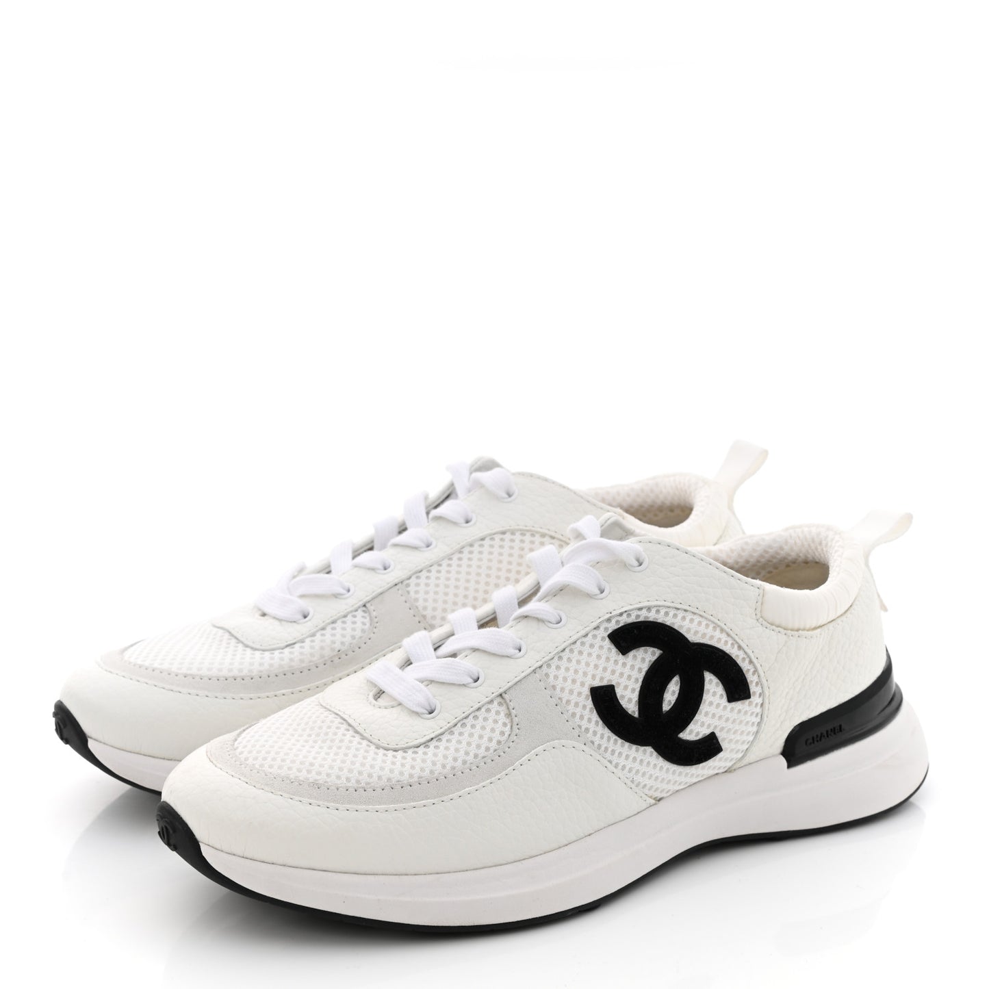 Calfskin Mesh Lycra Suede Womens Logo Sneakers 40 White
