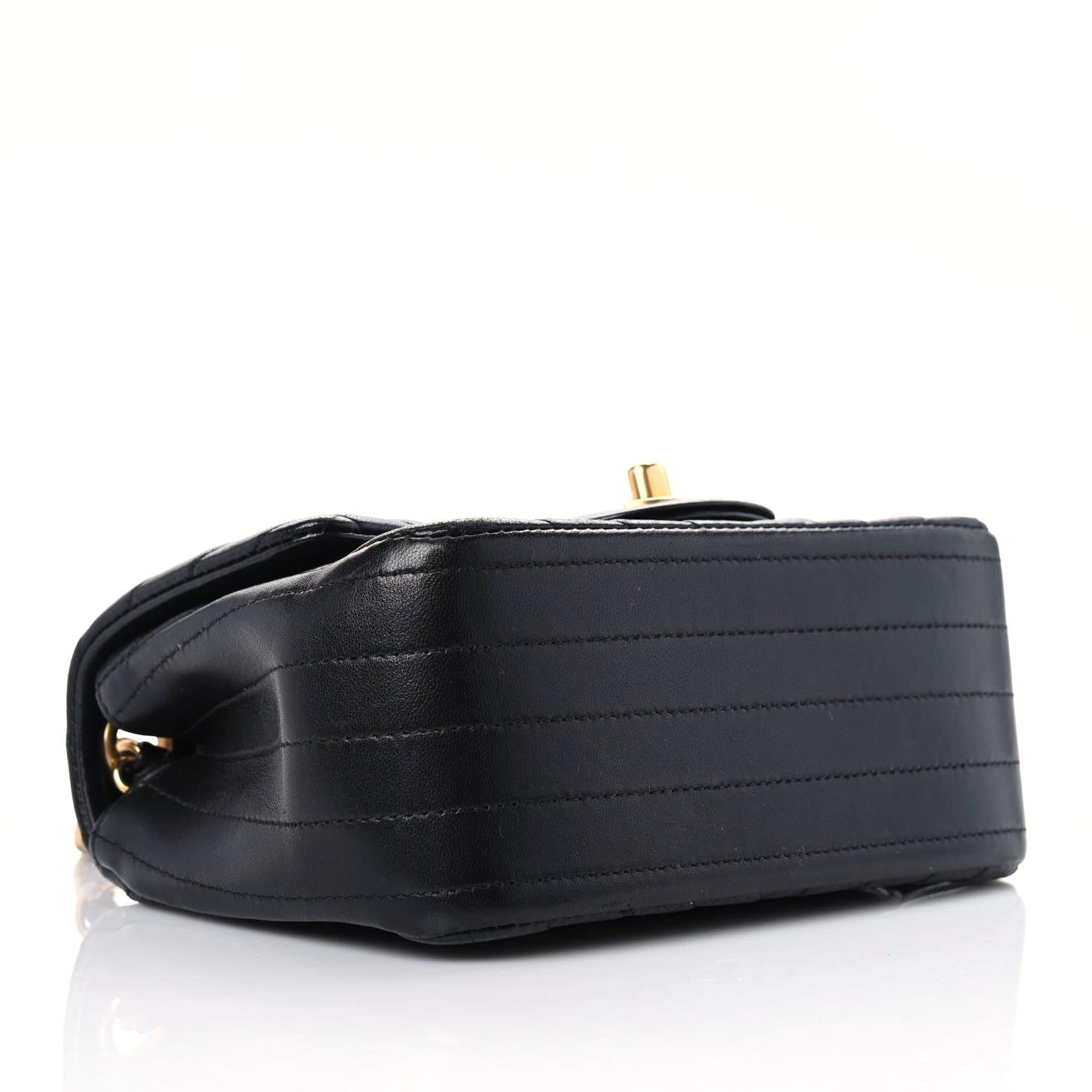 Chanel Lambskin Chevron Quilted Mini Square Flap Black 3 of 14