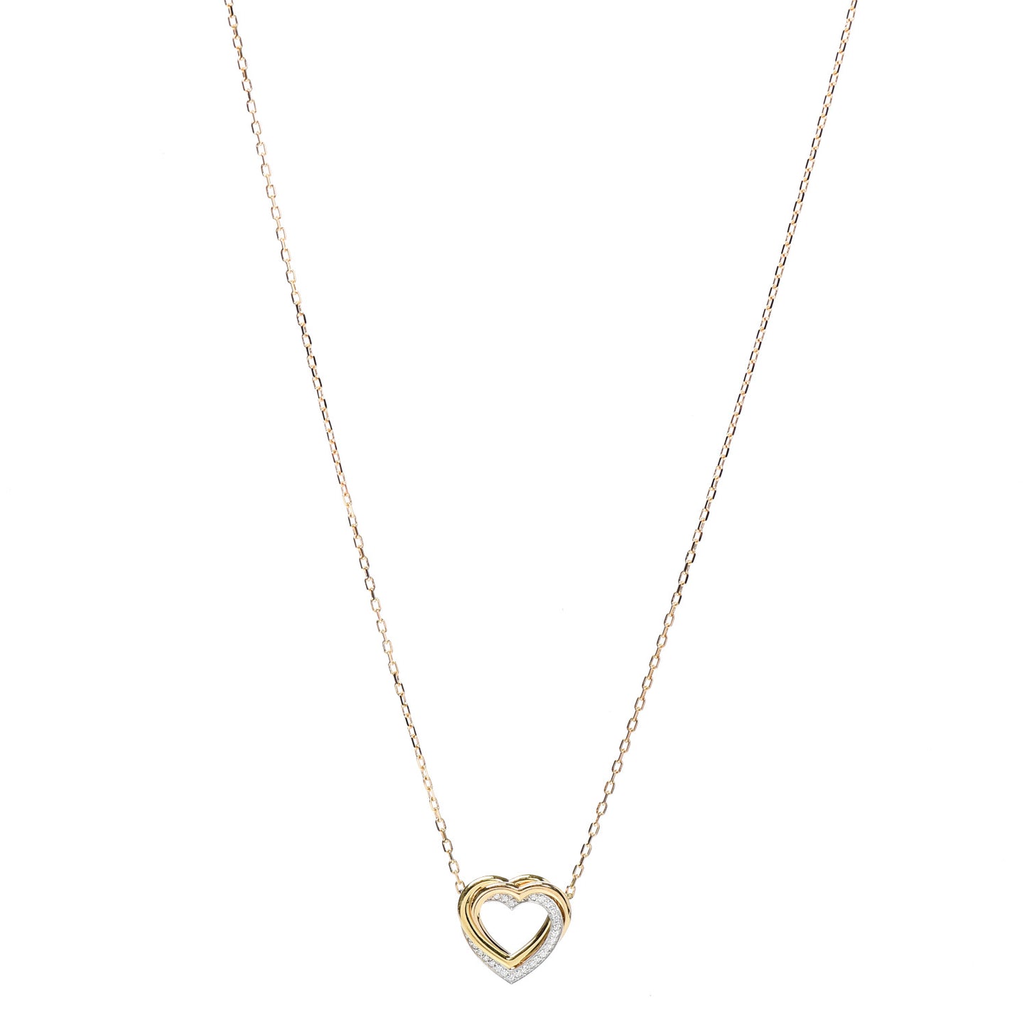 18K Pink Yellow White Gold Diamond Trinity Heart Pendant Necklace