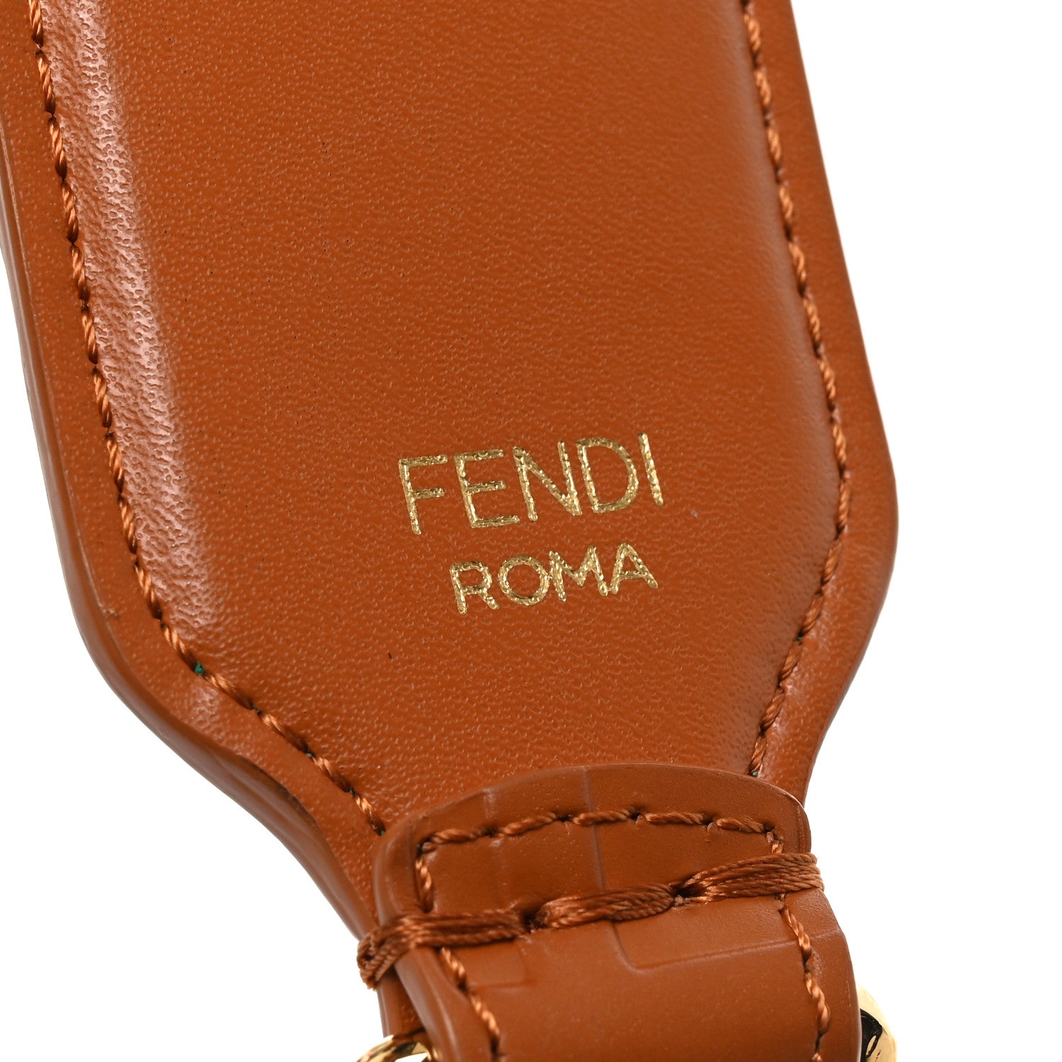 Fendi Calfskin FF 1974 Embossed Strap You Brandy 3 of 4