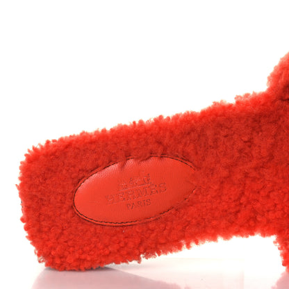 Hermes Woolskin Oran Sandals 38 Orange 7 of 7