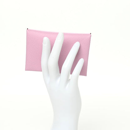 Hermes Epsom Calvi Duo Card Case Mauve Sylvestre 2 of 7