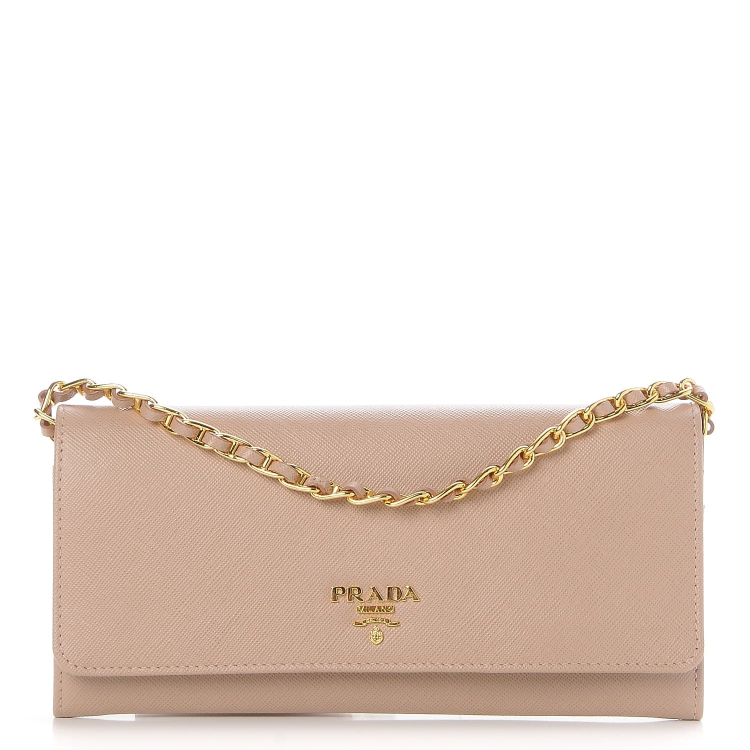 Prada Saffiano Metal Oro Chain Wallet Cammeo 1 of 8