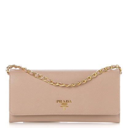 Prada Saffiano Metal Oro Chain Wallet Cammeo 1 of 8