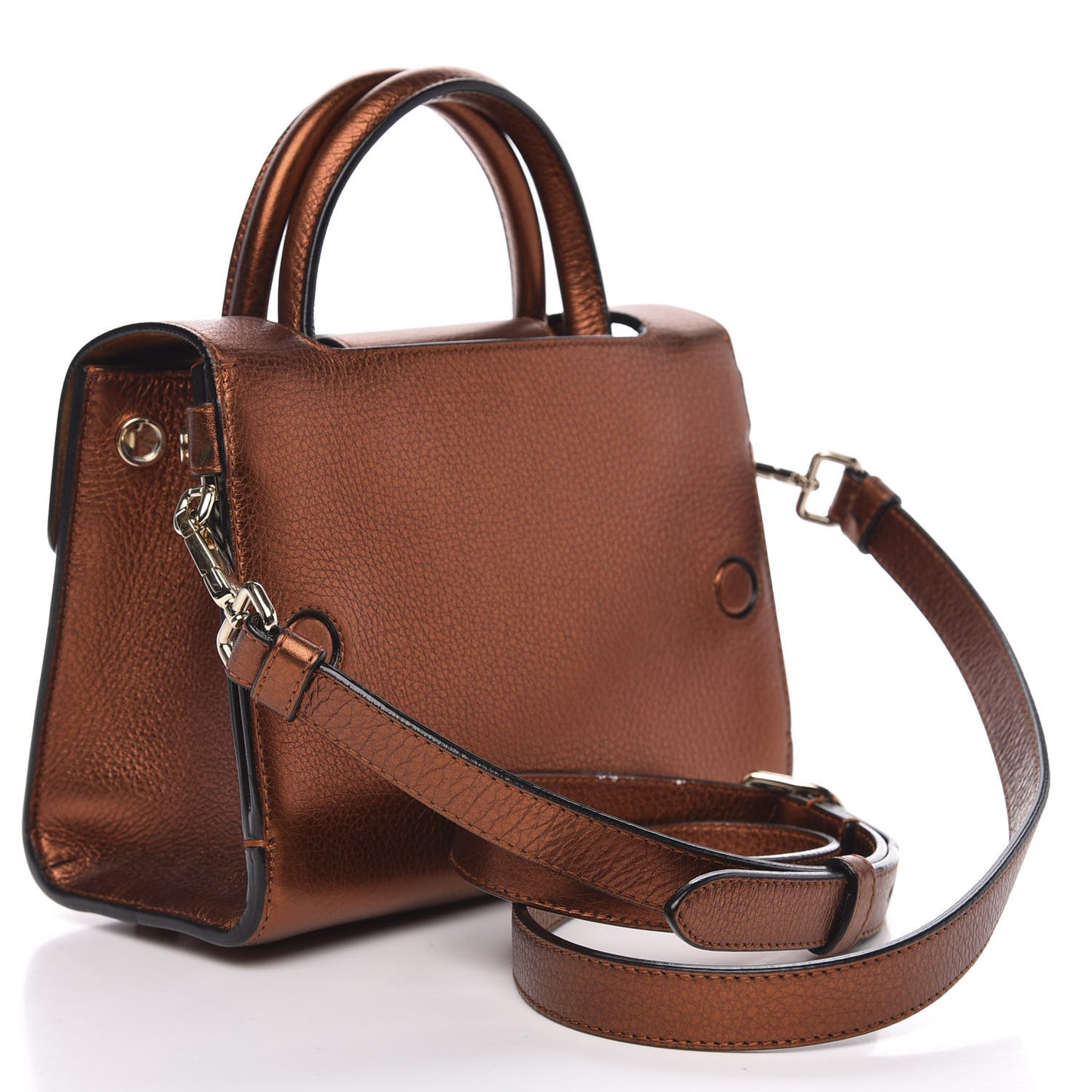 Metallic Grained Calfskin Mini Diorever Flap Orange