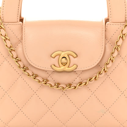 Chanel Shiny Aged Calfskin Quilted Nano Kelly Shopper Beige 8 of 10