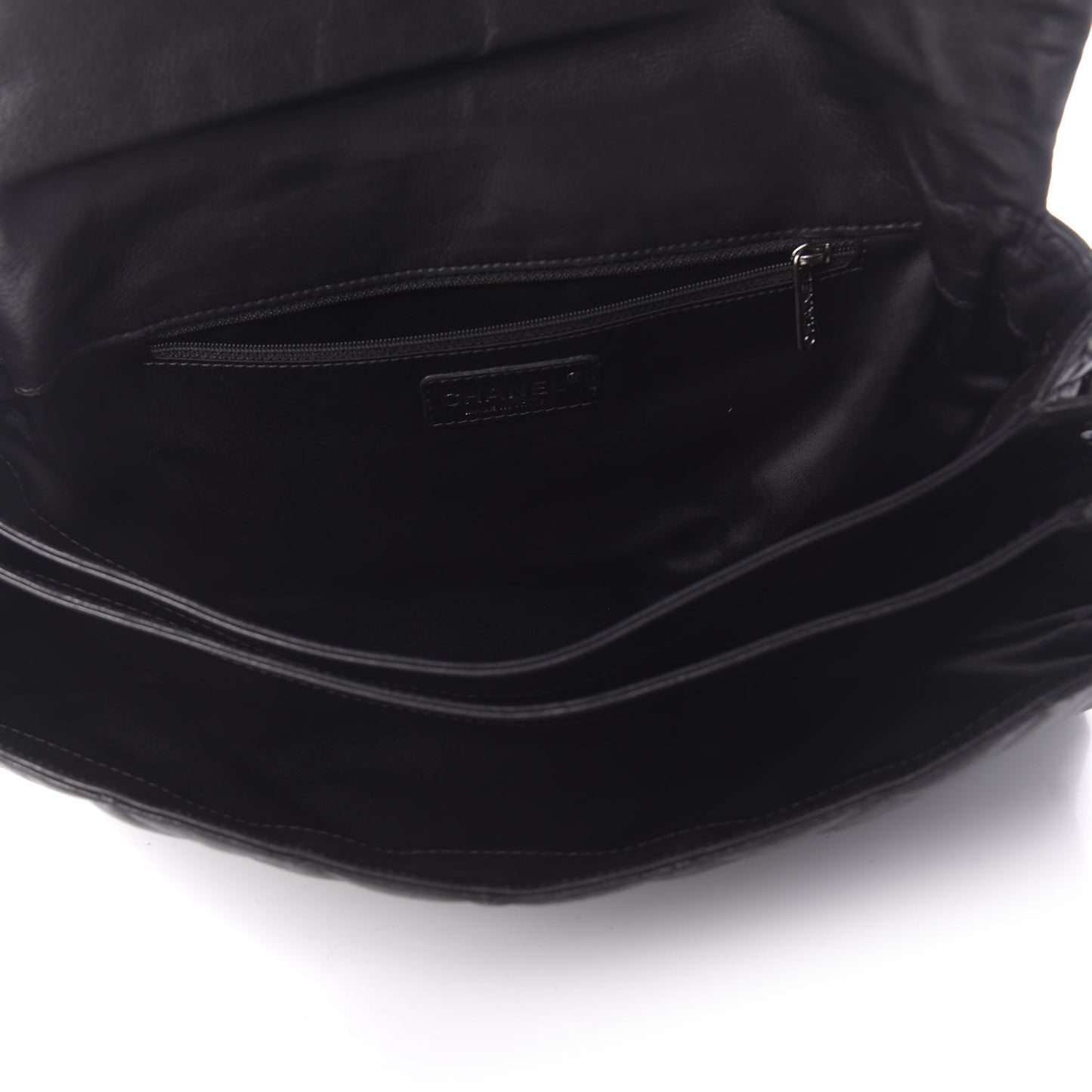 Lambskin Quilted Maxi 3 Flap Black