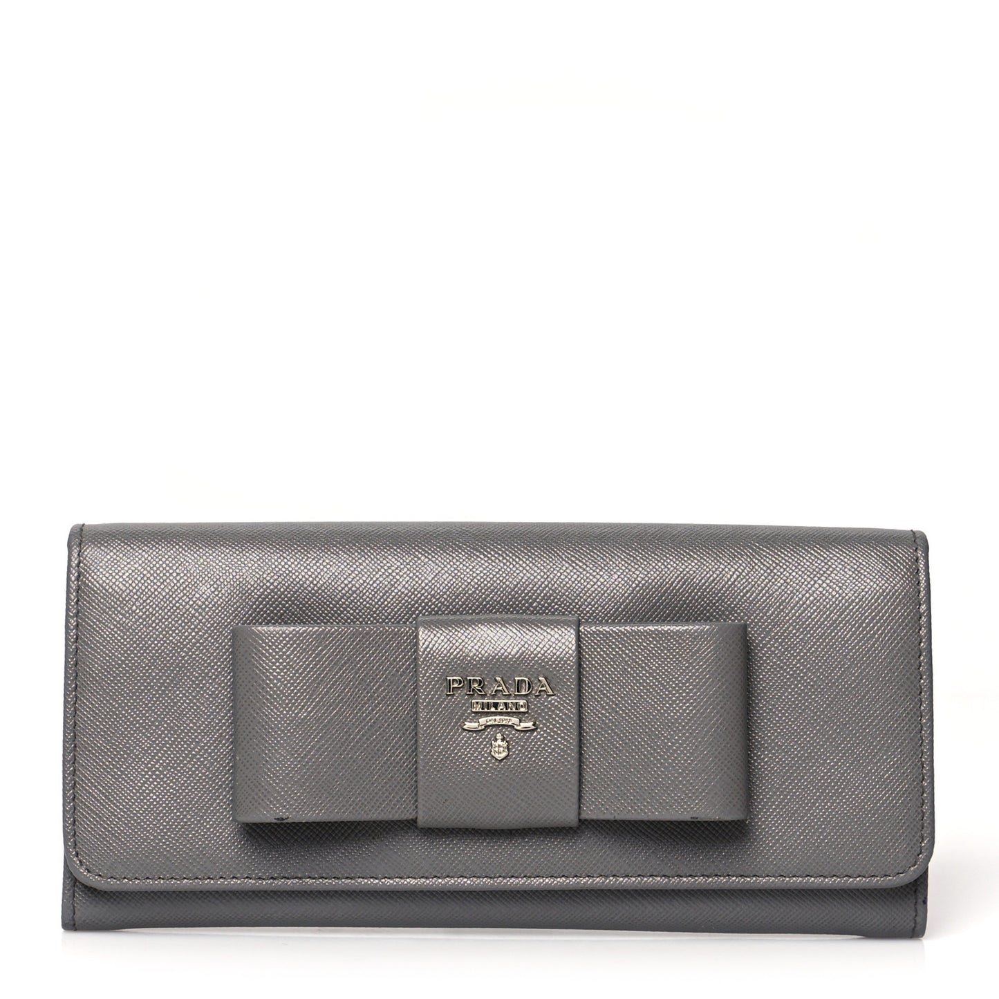 Saffiano Fiocco Bow Continental Wallet Grey