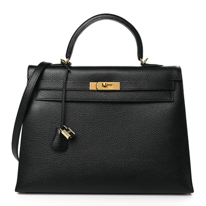 Hermes Vache Liegee Kelly Sellier 35 Black 1 of 12