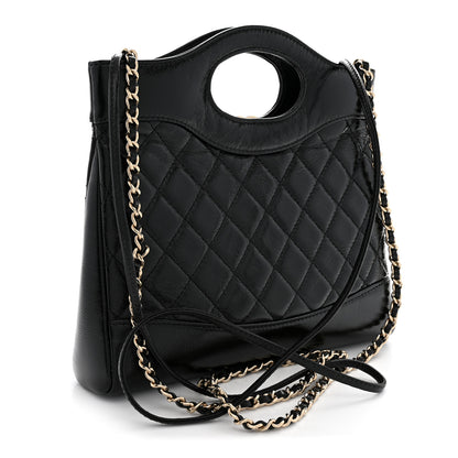Chanel Aged Calfskin Quilted Mini 31 Shopping Bag Black 3 of 10