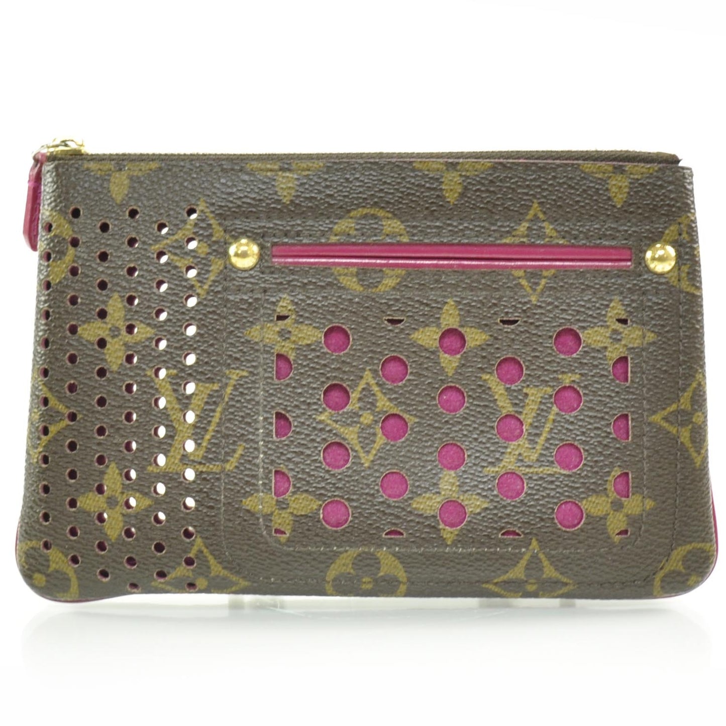 Monogram Perforated Pochette Plat Fuchsia