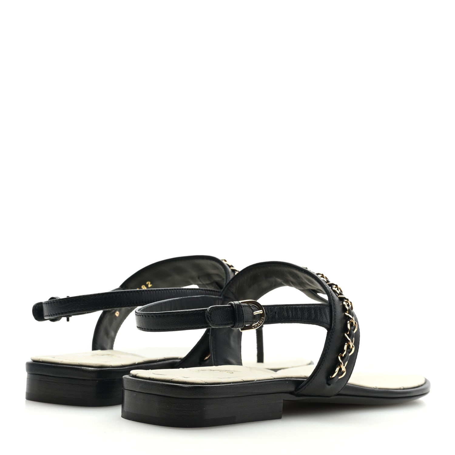 Chanel Lambskin Chain CC Sandals 38.5 Black 4 of 8