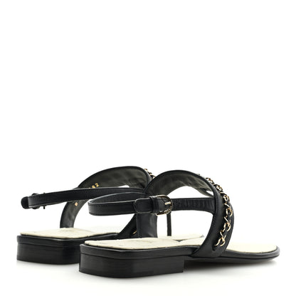Chanel Lambskin Chain CC Sandals 38.5 Black 4 of 8