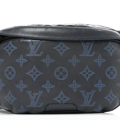 Louis Vuitton Calfskin Monogram Shadow Discovery Bumbag PM Navy Blue 7 of 9