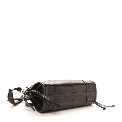 Prada Glossy Calfskin Triangle Mini Bonnie Shoulder Bag Moro 4 of 9