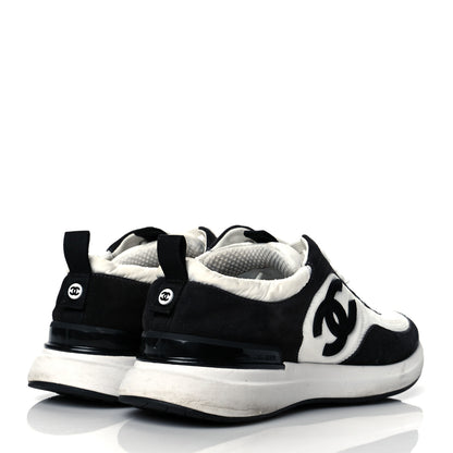 Chanel Nylon Suede Calfskin CC Sneakers 39.5 White Dark Grey 4 of 8