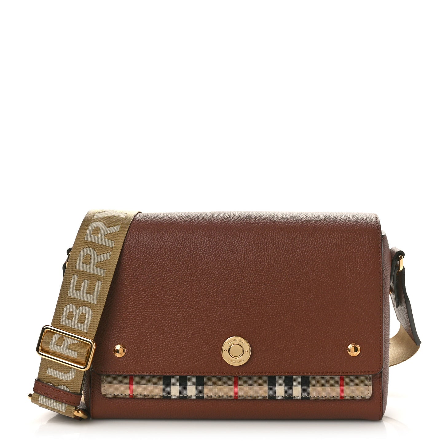 Calfskin Vintage Check Note Crossbody Bag Tan