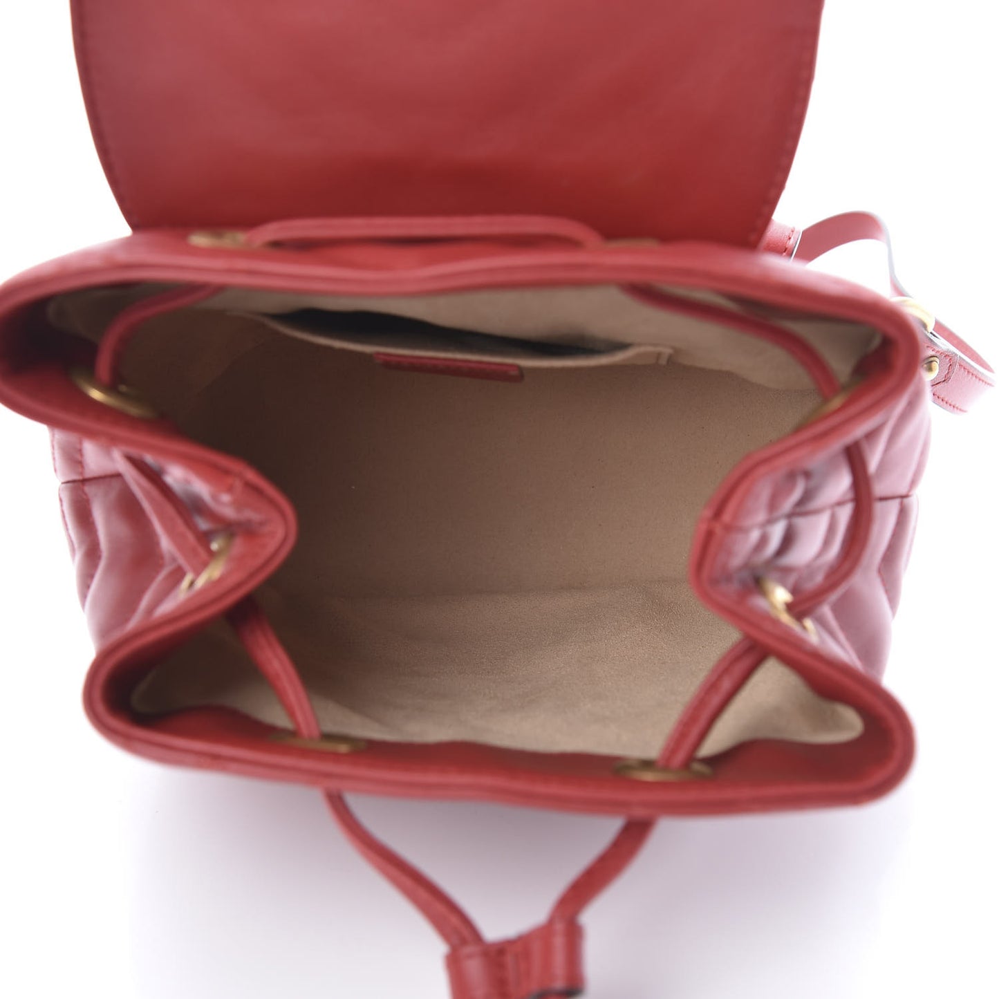 Calfskin Matelasse GG Marmont Flap Backpack Hibiscus Red