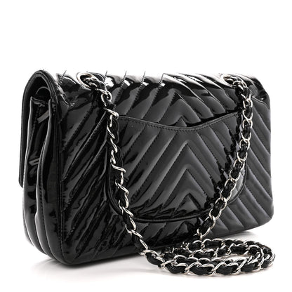 Chanel Patent Calfskin Chevron Quilted Small Double Flap Black 3 of 12