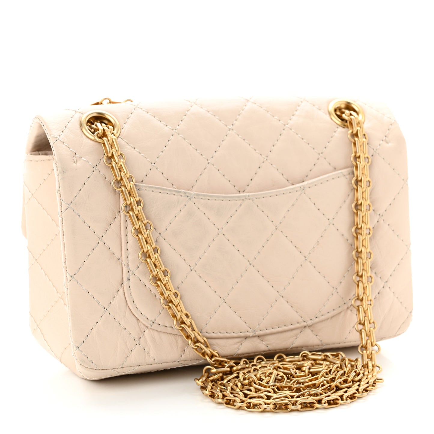Aged Calfskin Quilted 2.55 Reissue Mini Flap Light Beige
