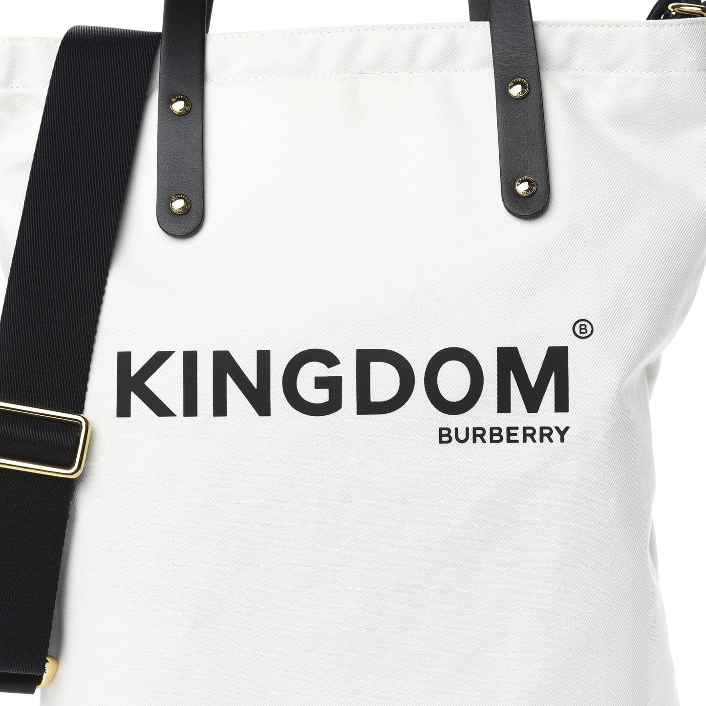 Cotton Canvas Calfskin Kingdom Print Tote Black