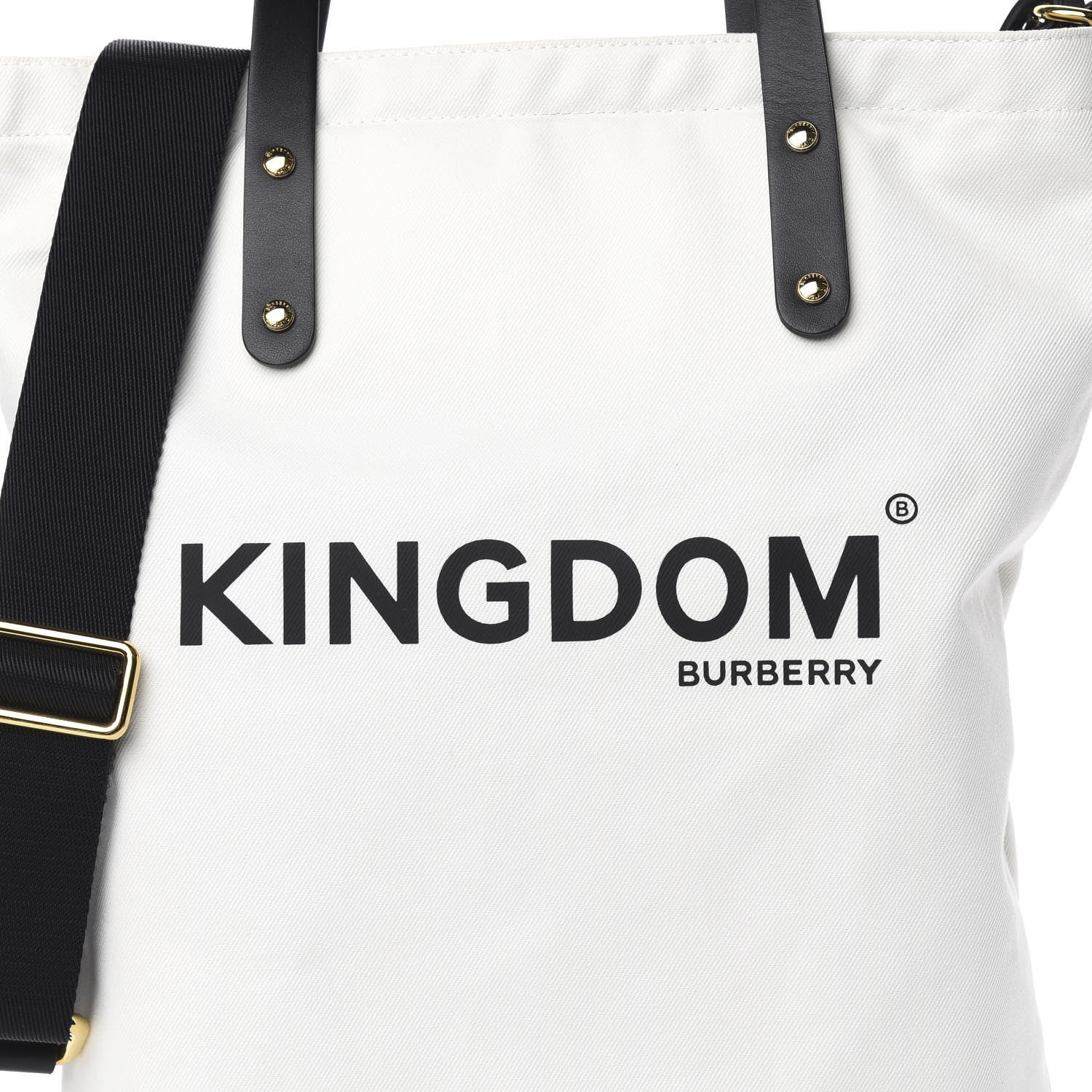 Burberry Cotton Canvas Calfskin Kingdom Print Tote Black 12 of 12