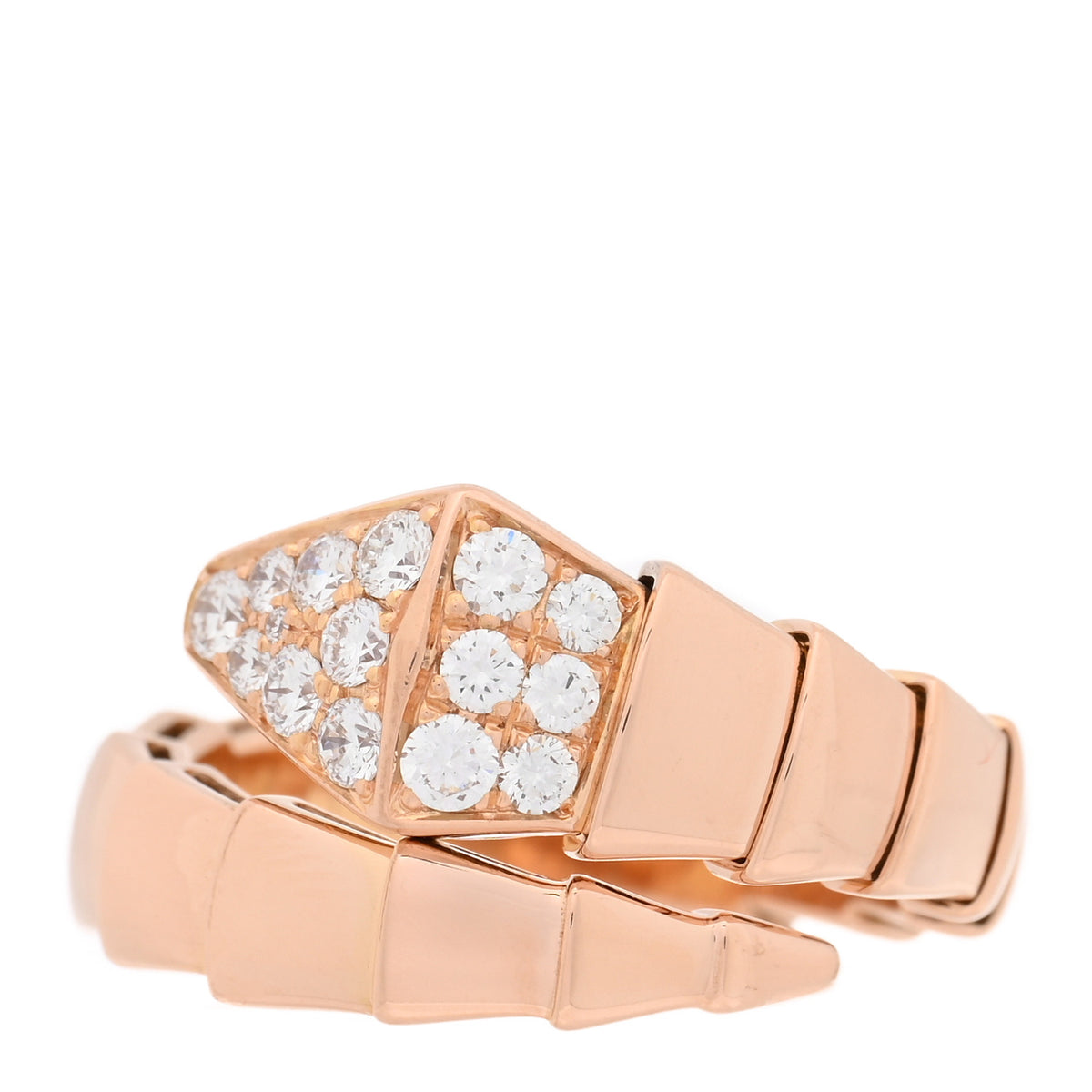 18K Rose Gold Diamond Serpenti Viper Ring L