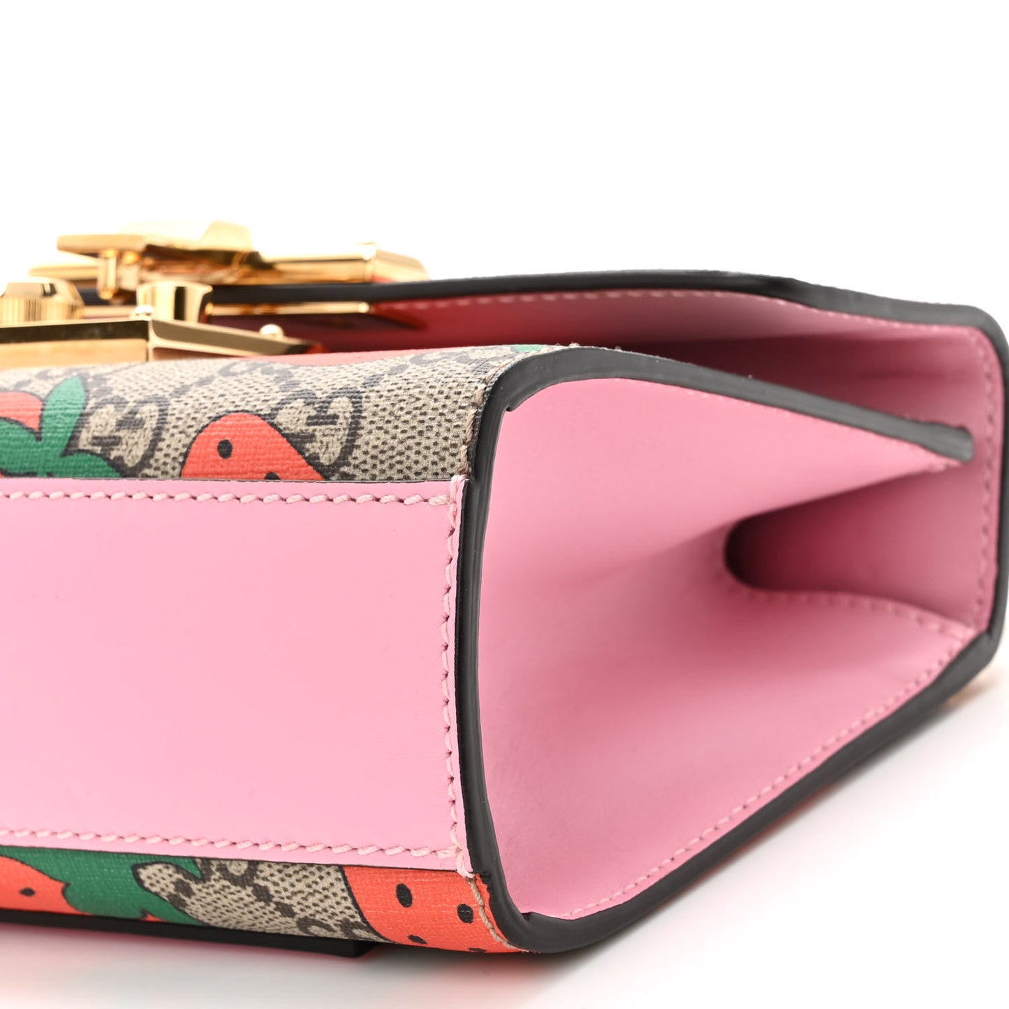GG Supreme Monogram Strawberry Small Padlock Shoulder Bag