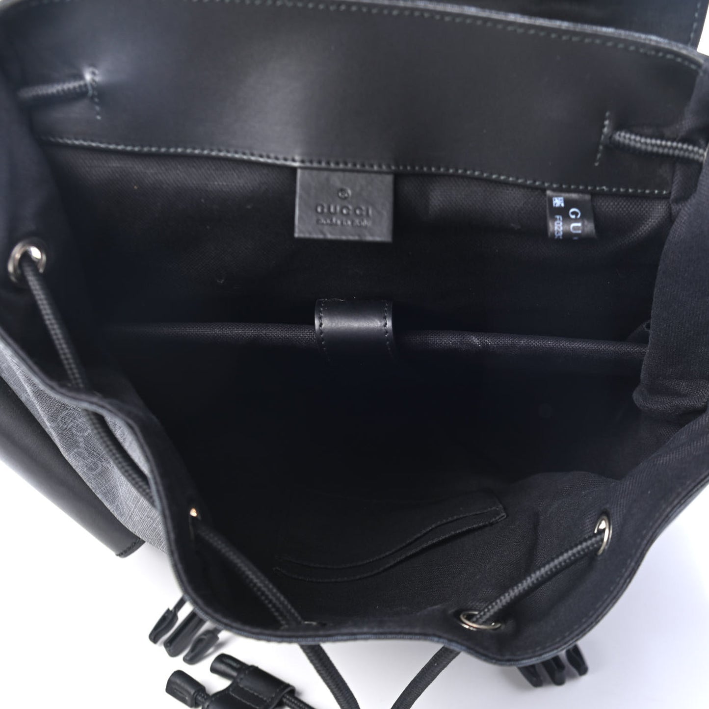 Soft GG Supreme Monogram Appia Calfskin Web Double Buckle Backpack Black