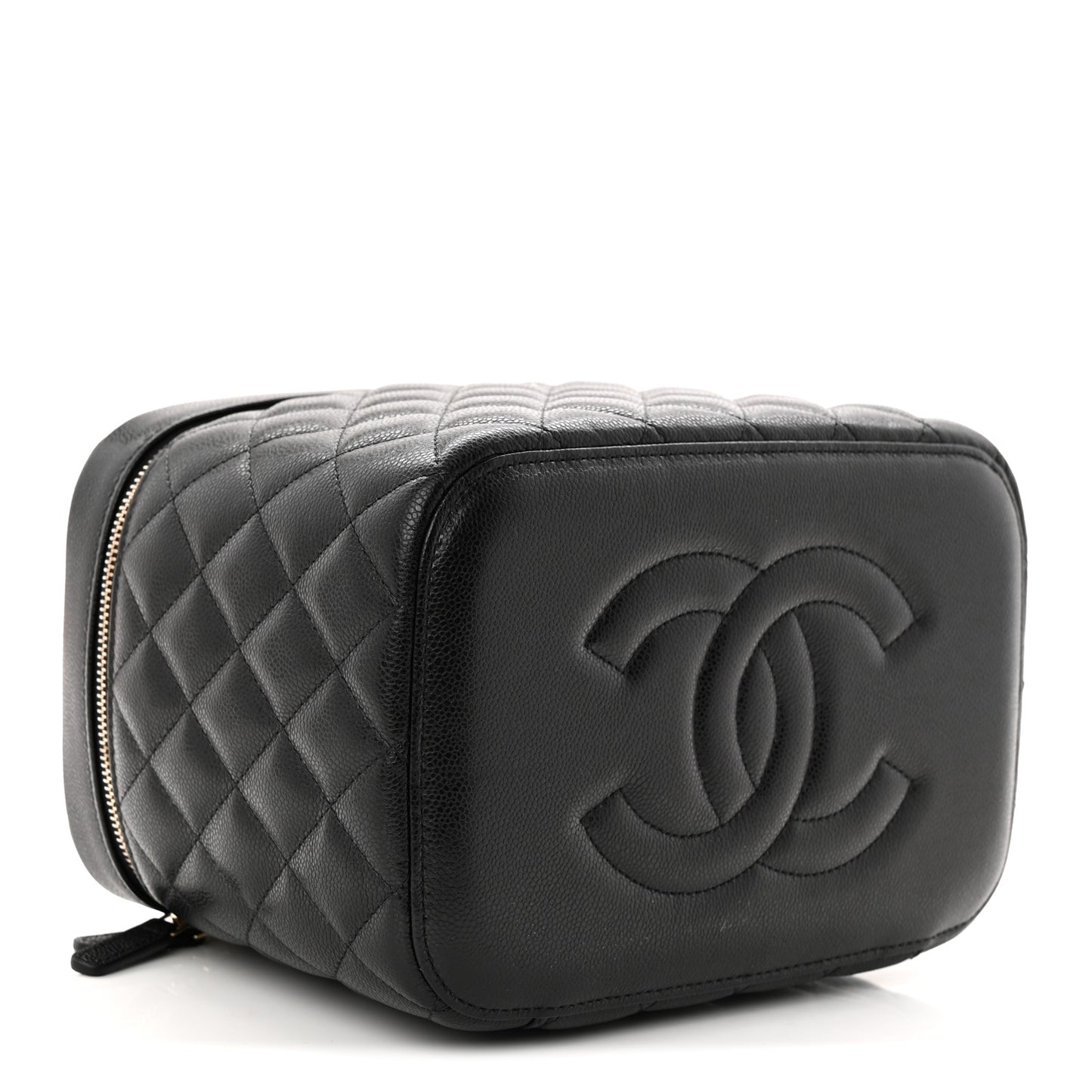 Caviar Quilted Large Vanity Pouch Black