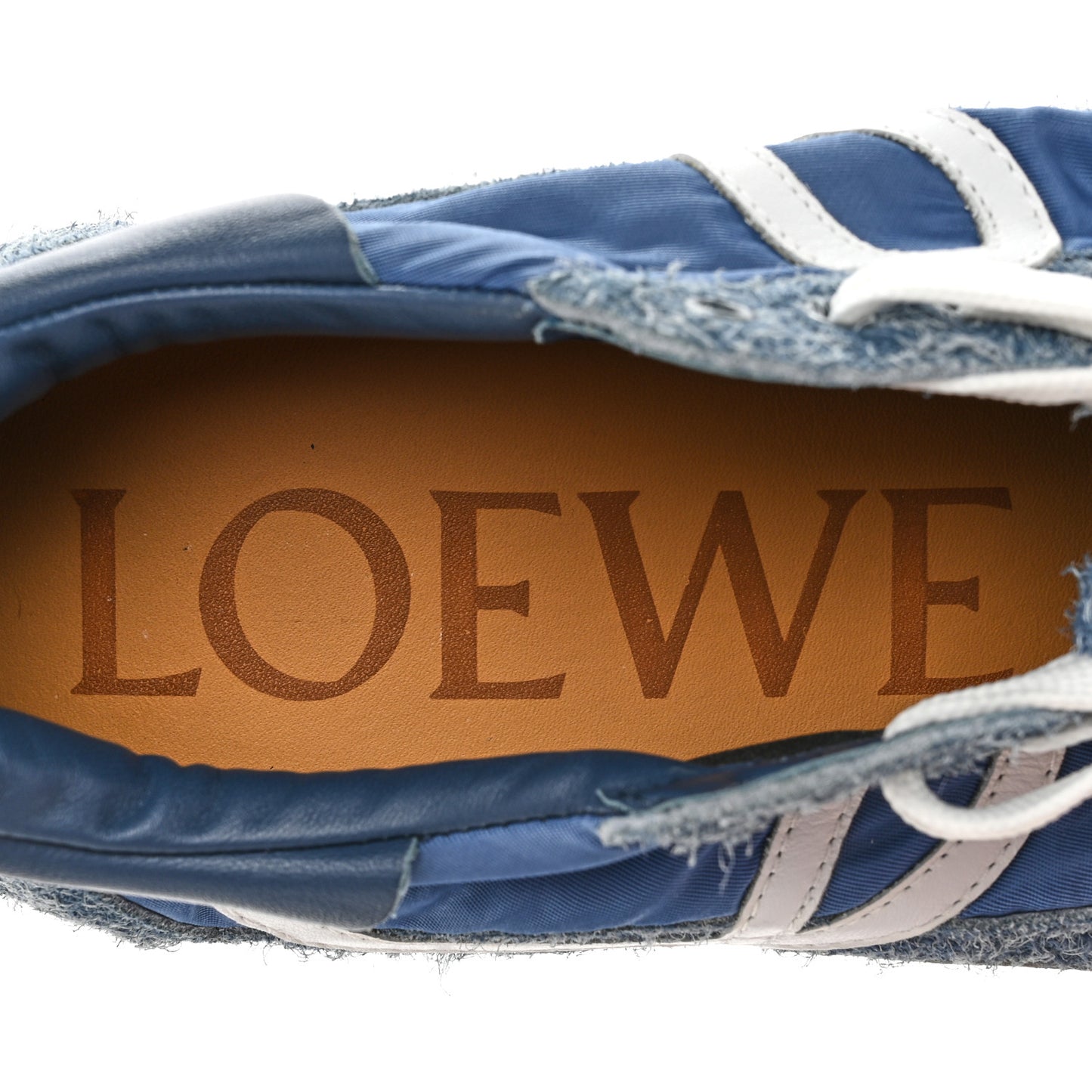 Brushed Suede Nylon Flow Runners Sneakers 38 Raw Denim