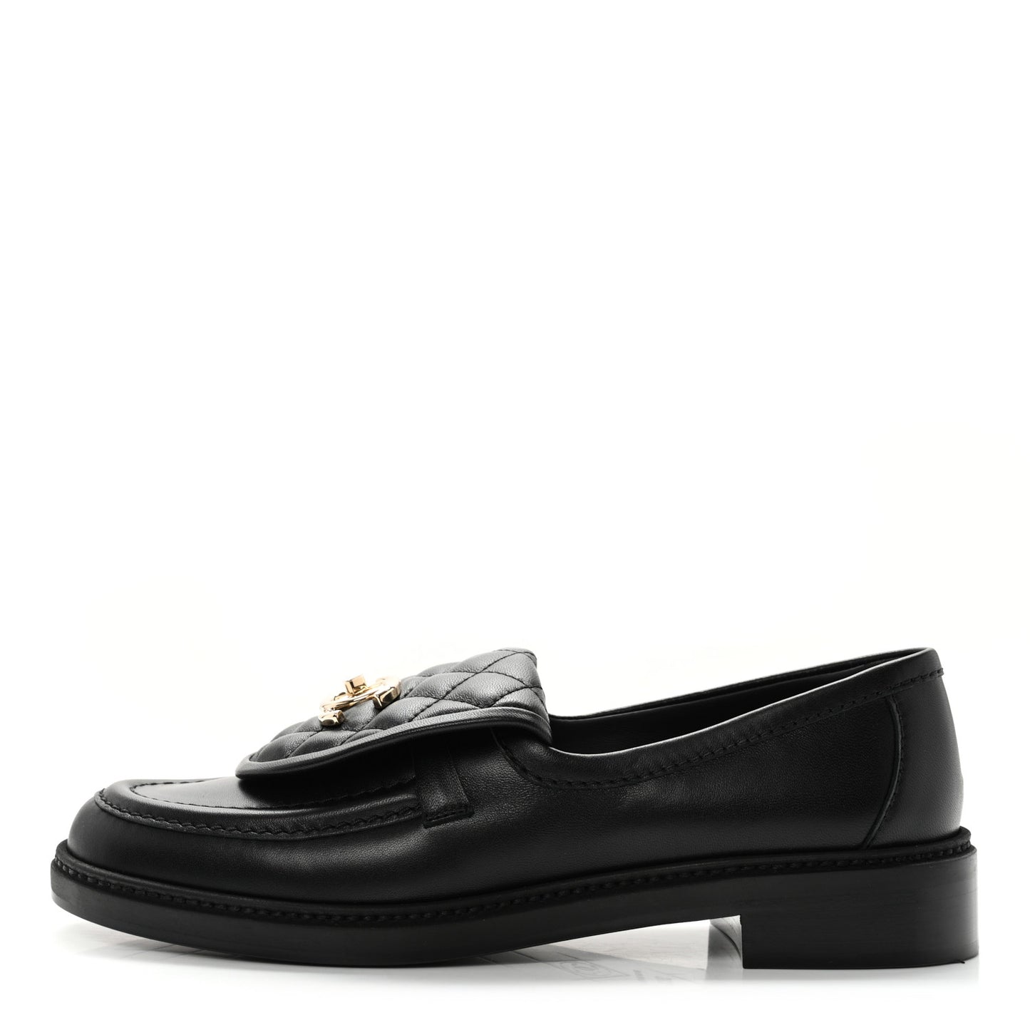 Lambskin Quilted CC Turnlock Loafers 38.5 Black