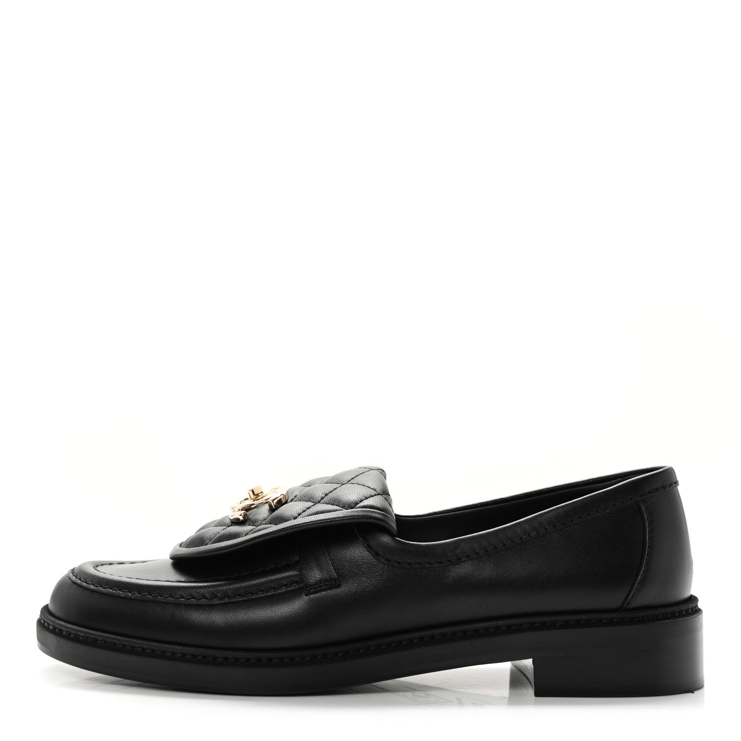 Chanel Lambskin Quilted CC Turnlock Loafers 38.5 Black 1 of 9