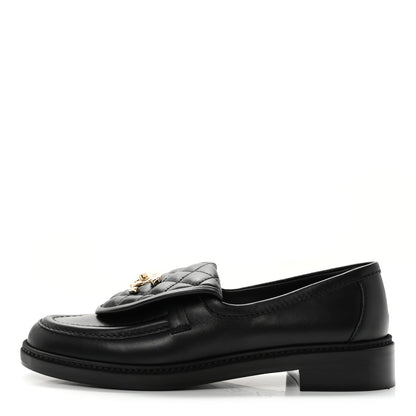 Chanel Lambskin Quilted CC Turnlock Loafers 38.5 Black 1 of 9