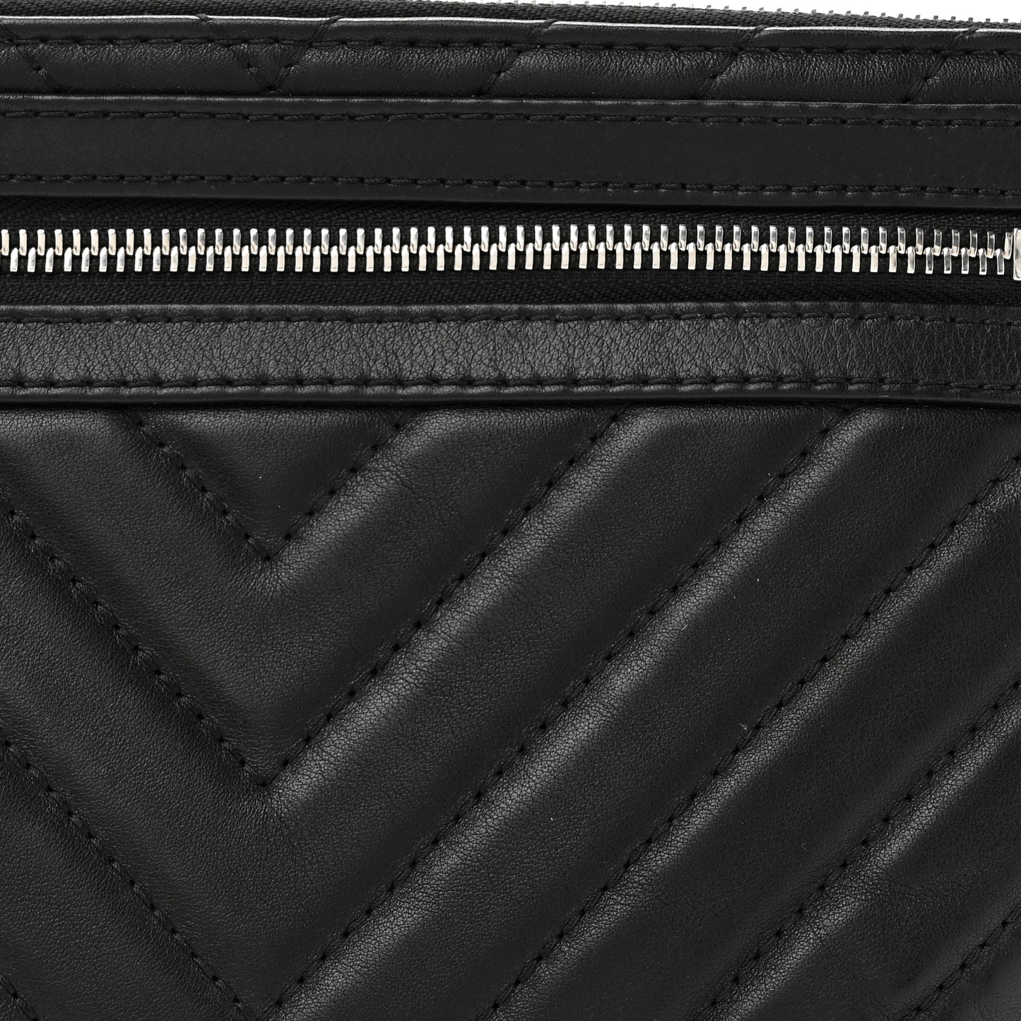 Lambskin Chevron Quilted Waist Belt Bag Black