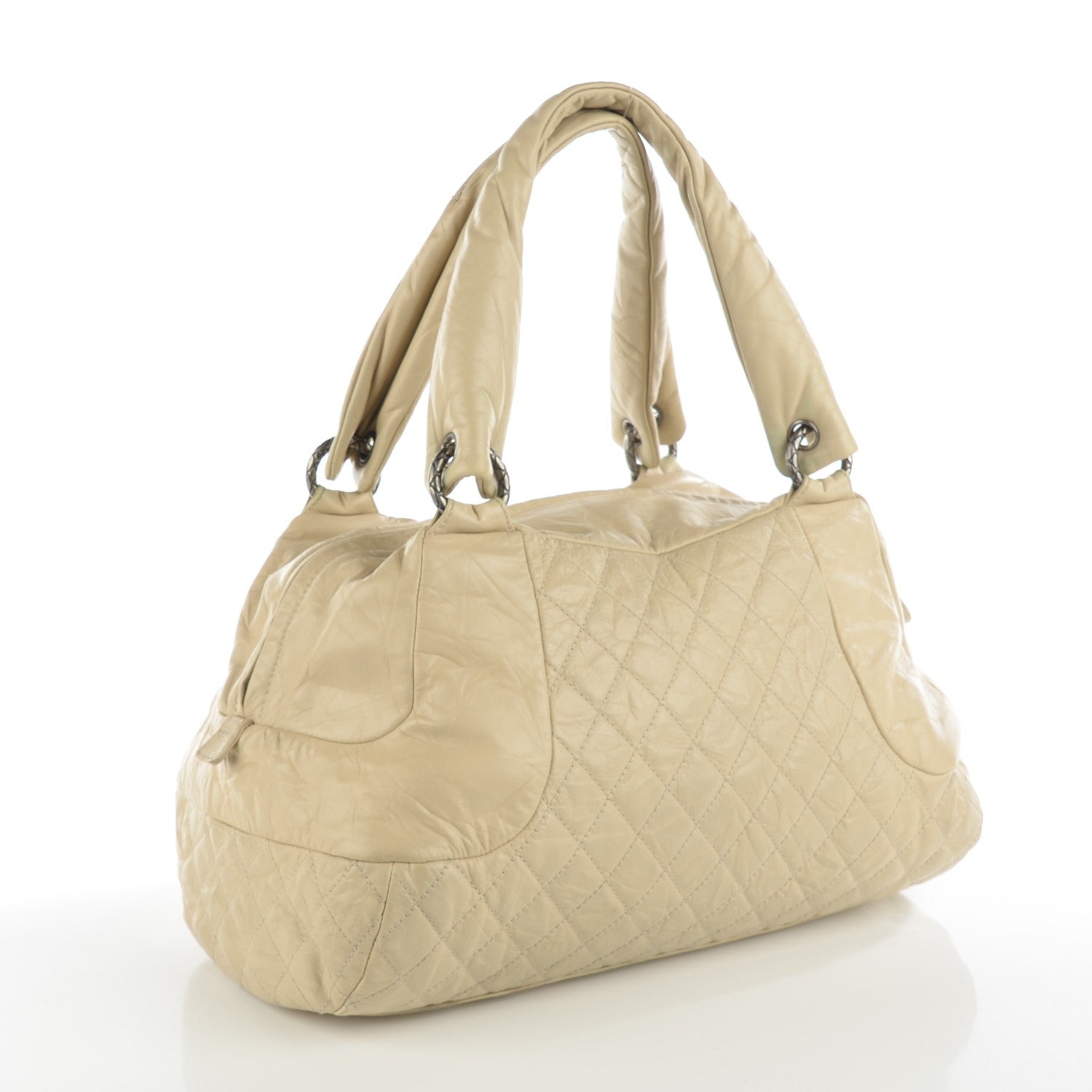 Chanel Aged Calfskin Quilted Coco Rider Bowling Bag Light Beige 3 of 7