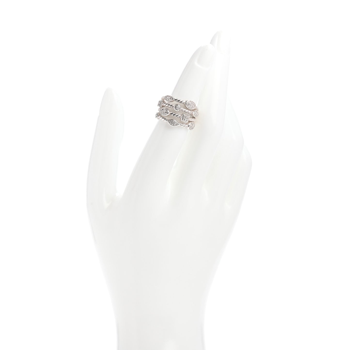 Sterling Silver Diamond Confetti 4 Row Ring 49 5
