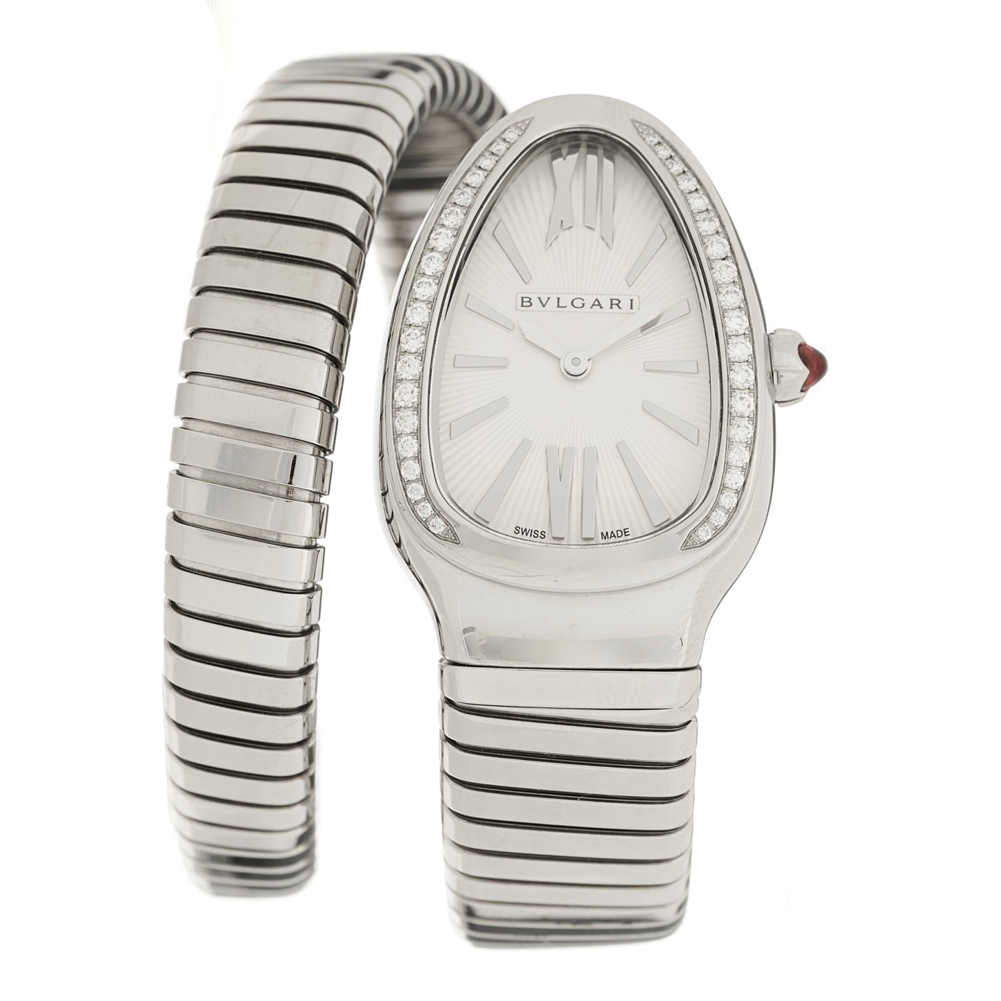 Stainless Steel Diamond Bezel 35mm Serpenti Tubogas Quartz Watch