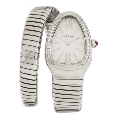Bulgari Stainless Steel Diamond Bezel 35mm Serpenti Tubogas Quartz Watch 1 of 4