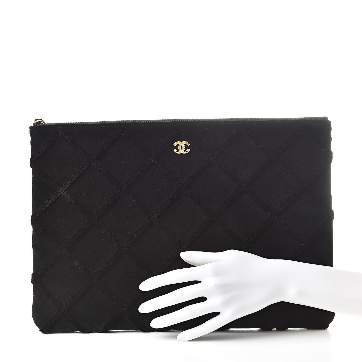 Chanel Velvet Quilted Medium Cosmetic Case Black 2 of 8
